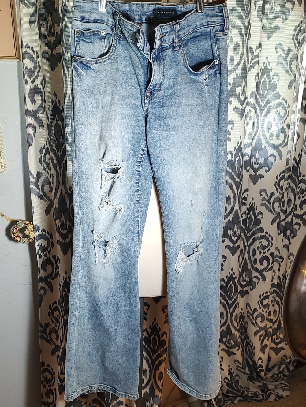 Aeropostale Light Blue Ripped Distressed Wide-Leg Jeans